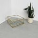 Table basse lucite, laiton et verre années 70