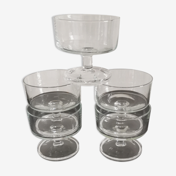 Set of 5 glasses of cavalier Luminarc transparent vintage 70'S champagne