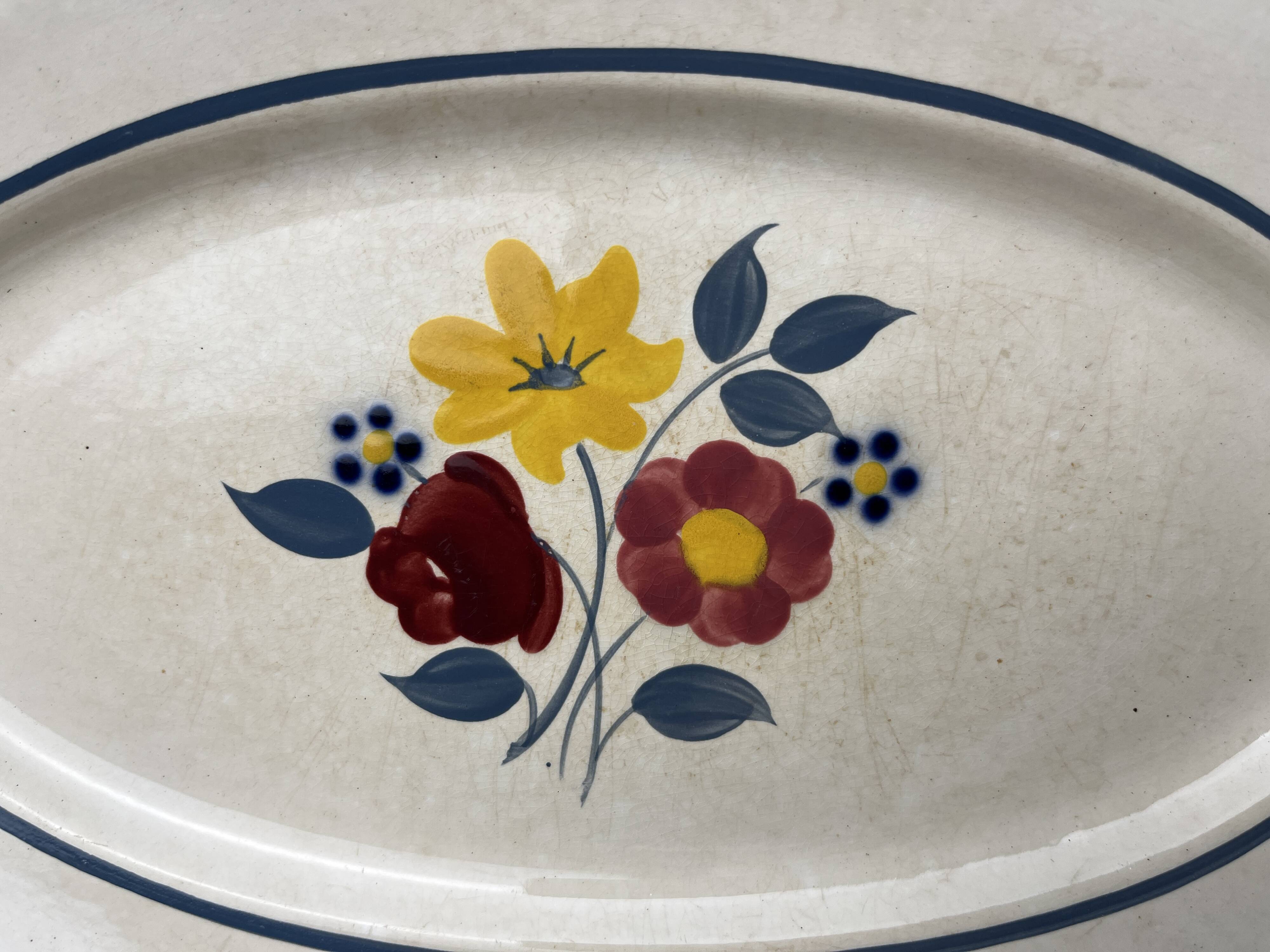 Art Deco, a dish and two Salins earthenware dishes circa 1940
