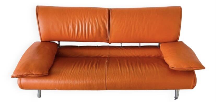 Canapé en cuir orange 2 places