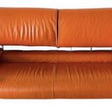 Orange leather 2 seater sofa