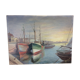 Tableau marine, port de pêche, huile sur toile