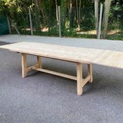 Grande table de ferme monastère décapée en bois brut extensible 200 à 300cm