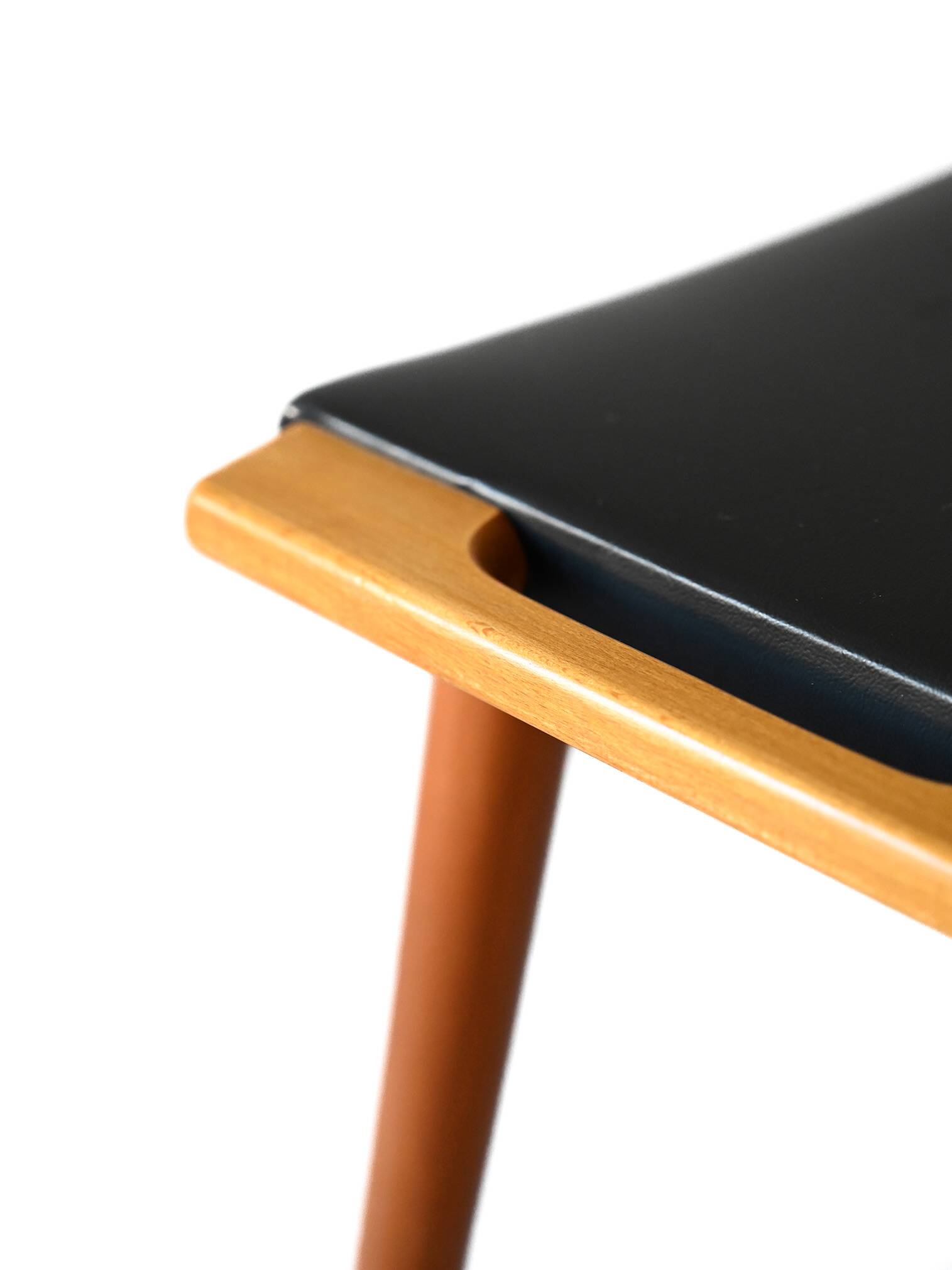 Vintage wooden and leather stool