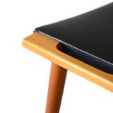 Vintage wooden and leather stool