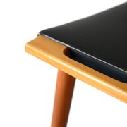Tabouret vintage en bois et cuir