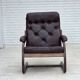 1970s, Scandinavian armchair, brown furniture leather, bent wood.