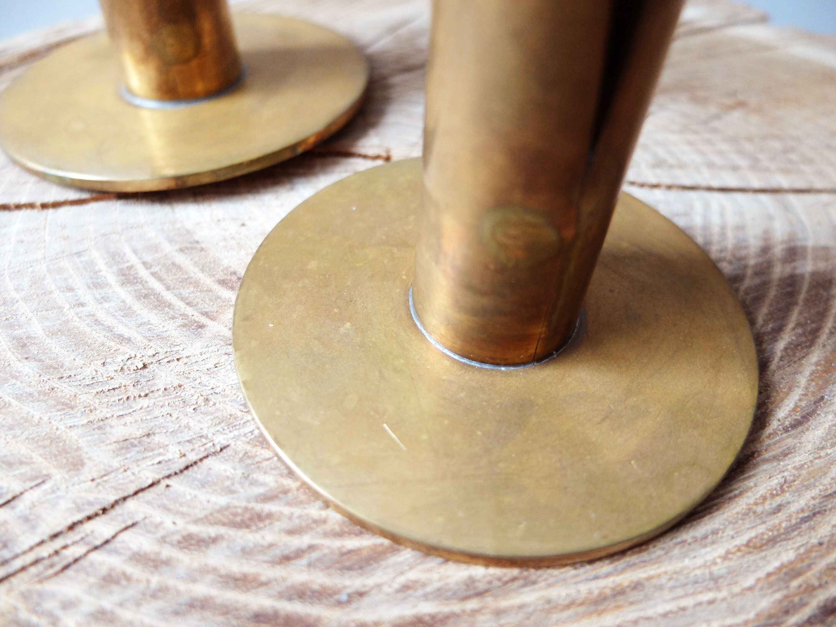 Pair of candlesticks LILY Ystad Metall Sweden brass Ivar Alenius Björk