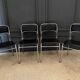 Lot de 4 chaises en skaï noir et métal chromé 1970 civic made in france