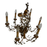 Flower Leaf Chandelier in gilded iron by Giovanni Banci