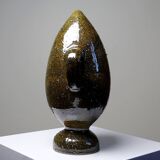 Ancienne gargoulette "Magique" oeuf en grès vernissé/émaillé et sablé