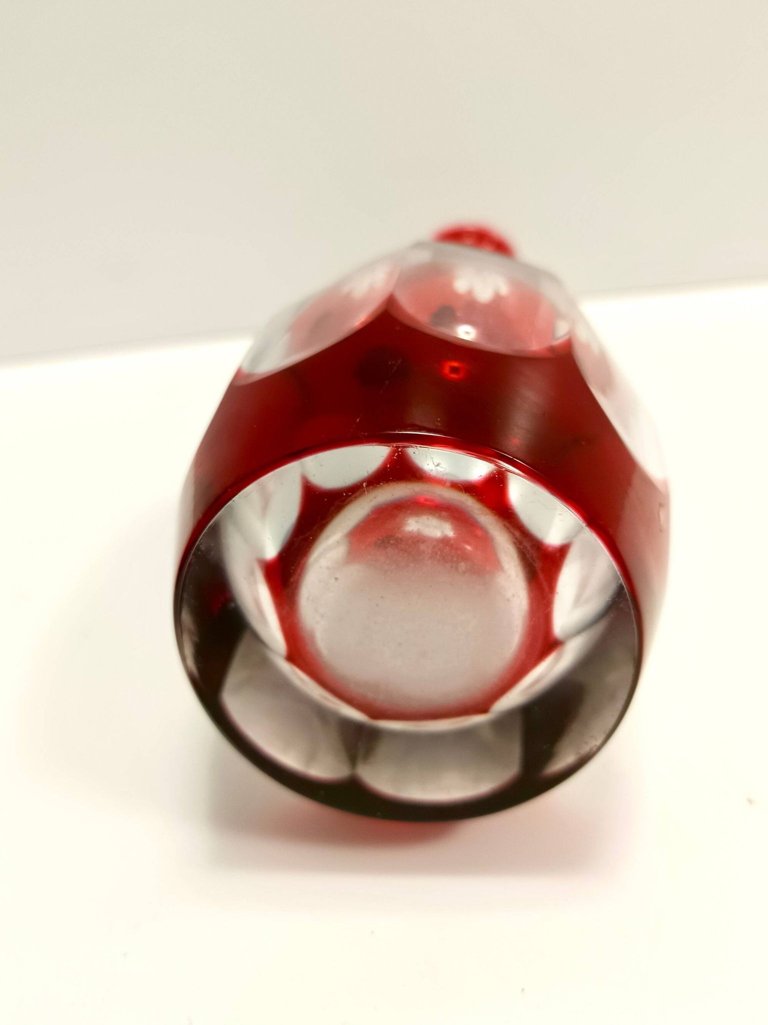 Bohemian Transparent and Red Crystal Decanter Bottle by Dresden Crystal, Germany