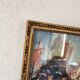 Huile « procession sicilienne « 1960, cadre bois et vitre