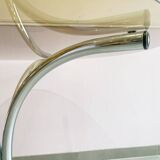 Chromed metal and smoked glass table