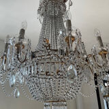 Large Montgolfière chandelier with crystal drops