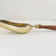 Old brass grocery grain shovel wooden handle