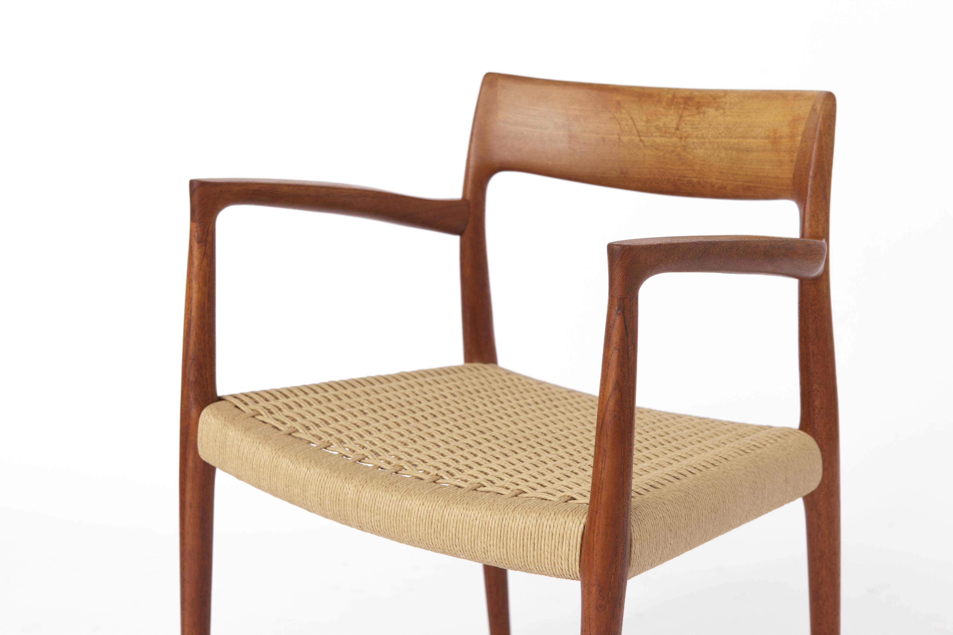 1 of 2 Niels Moller armchair, model 57, 1950s Vintage, paper cord seat,