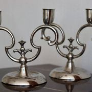 Pair of vintage Swedish pewter candleholders by Svenskt Tenn