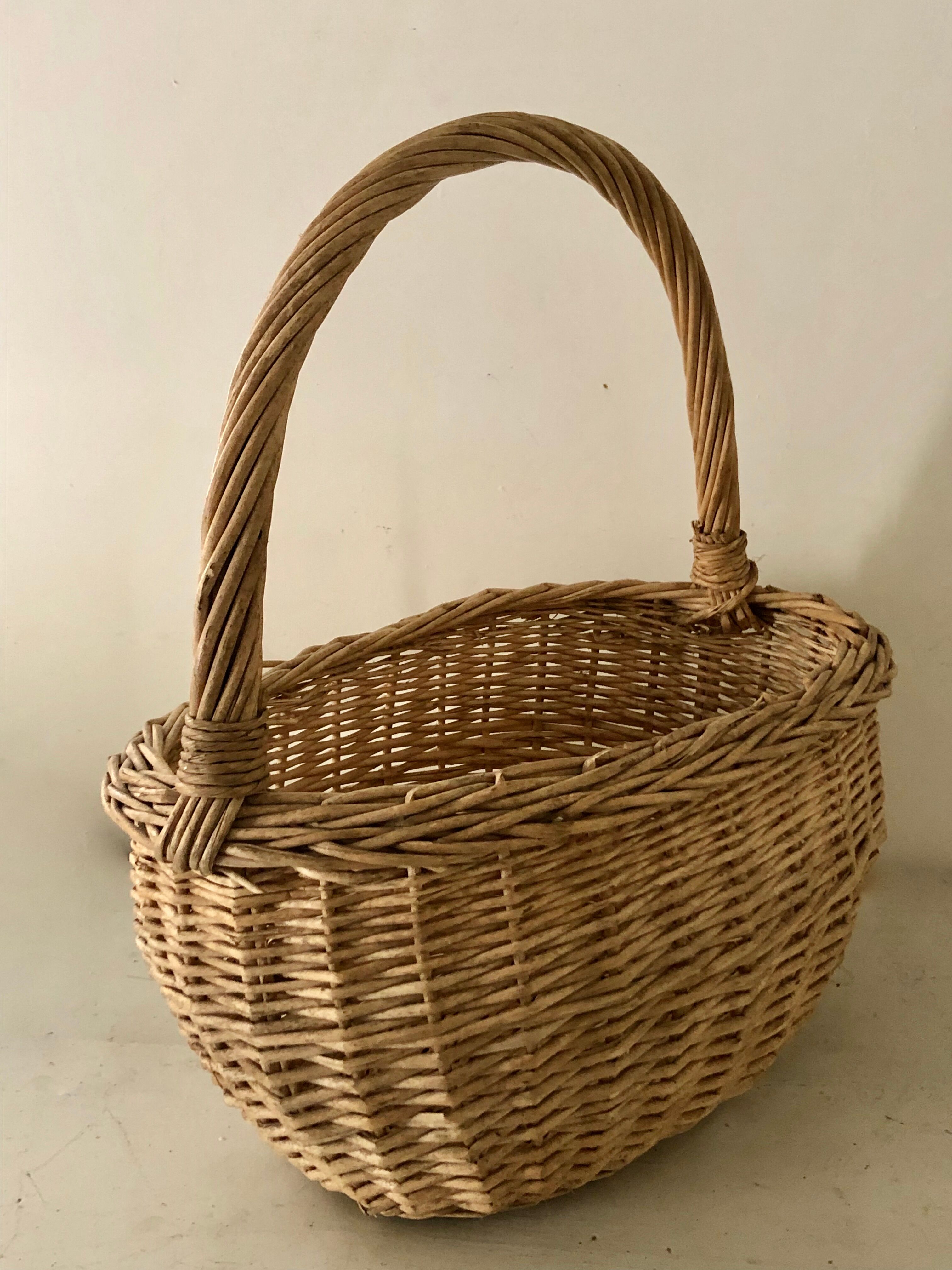 Braided wicker basket for the market