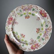 4 antique dessert plates Longchamp Daisies ironstone polychrome