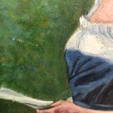 Oil on canvas 19me the reader in the garden