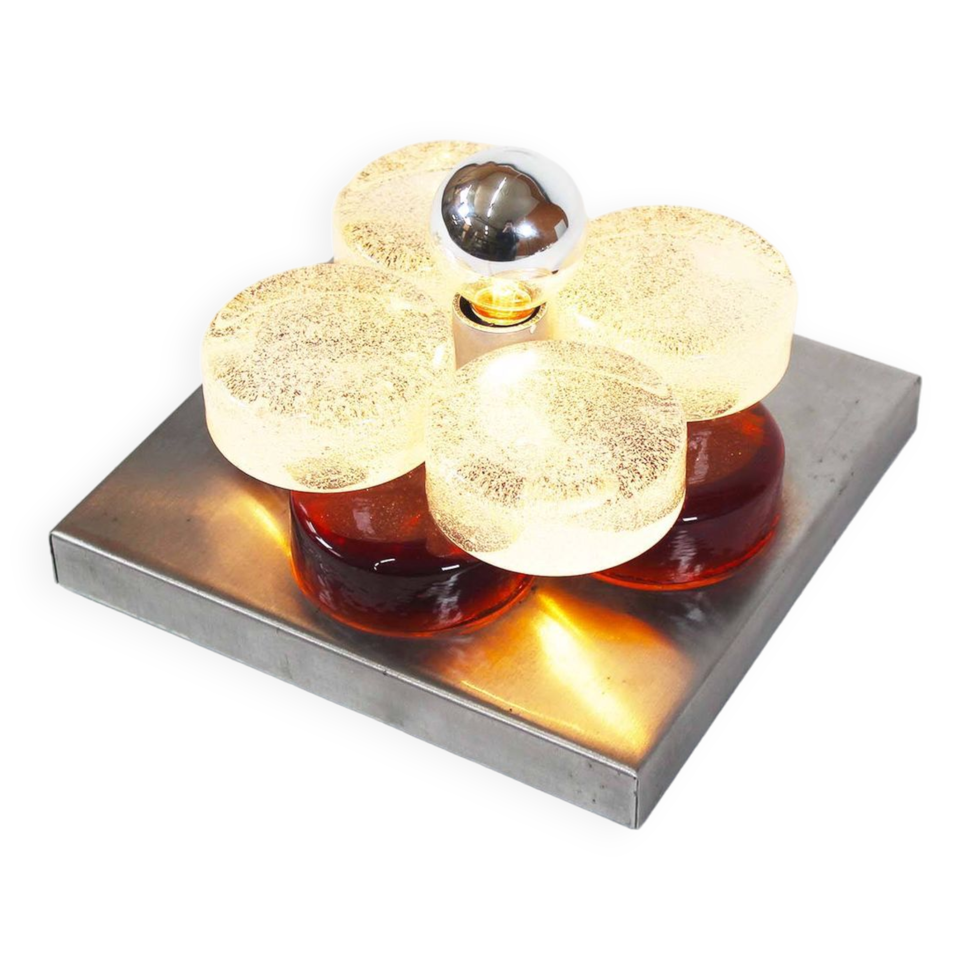 Brutalist glass wall sconce by Albano Poli for Poliarte, Italy 1970's