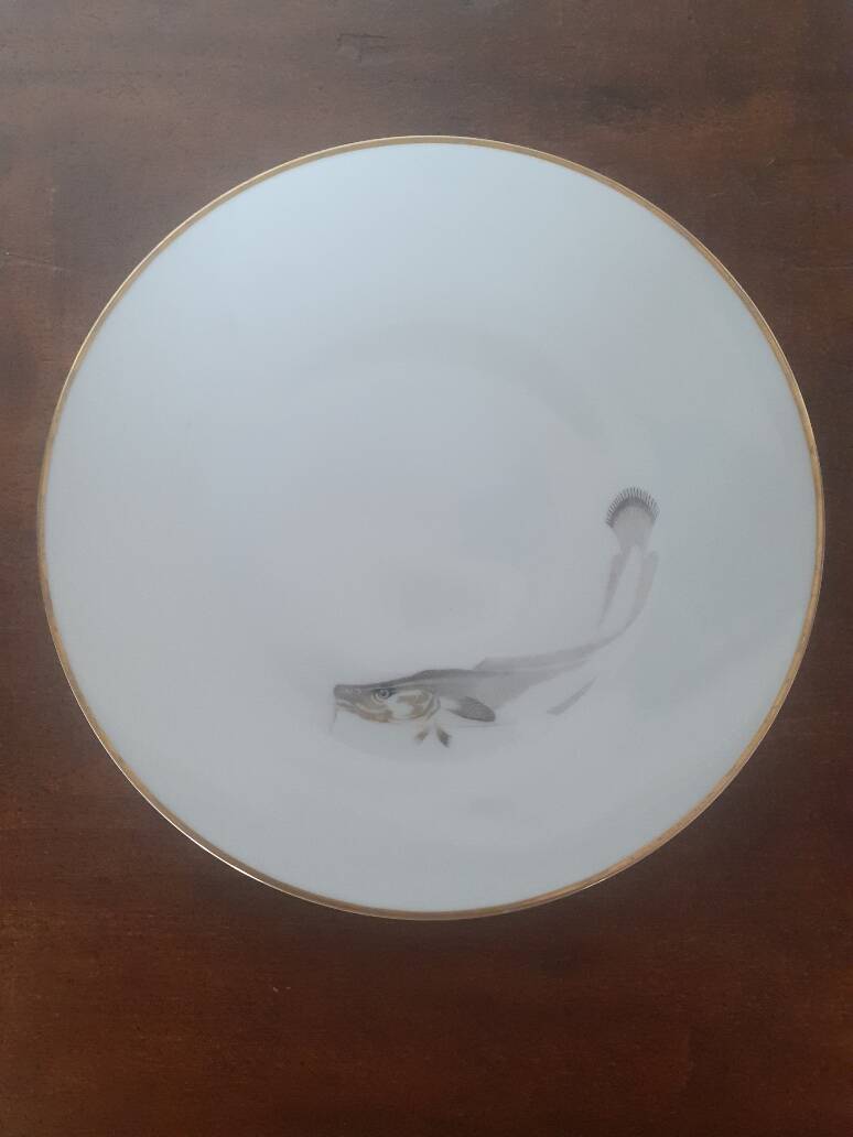 set of 4 Bavaria Hutschenreuther porcelain fish plates