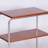 Restored Bauhaus Side Table, Hynek Gottwald, Walnut, Chrome, Czechia, 1930s