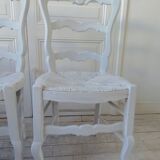 Duo of country-style chairs re-enchanted in pearl gray.