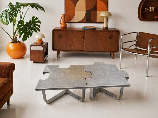 Paire de tables basses puzzle artisanales