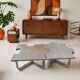 Pair of uniquely designed handmade puzzle coffee tables
