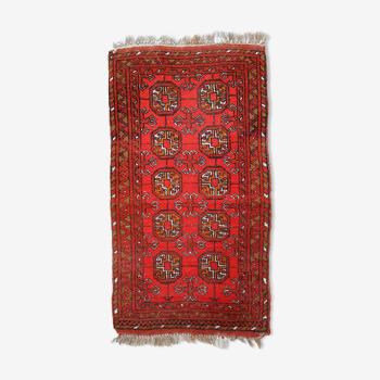 Vintage Afghan Ersari handmade carpet 54cm x 99cm 1950s, 1C668