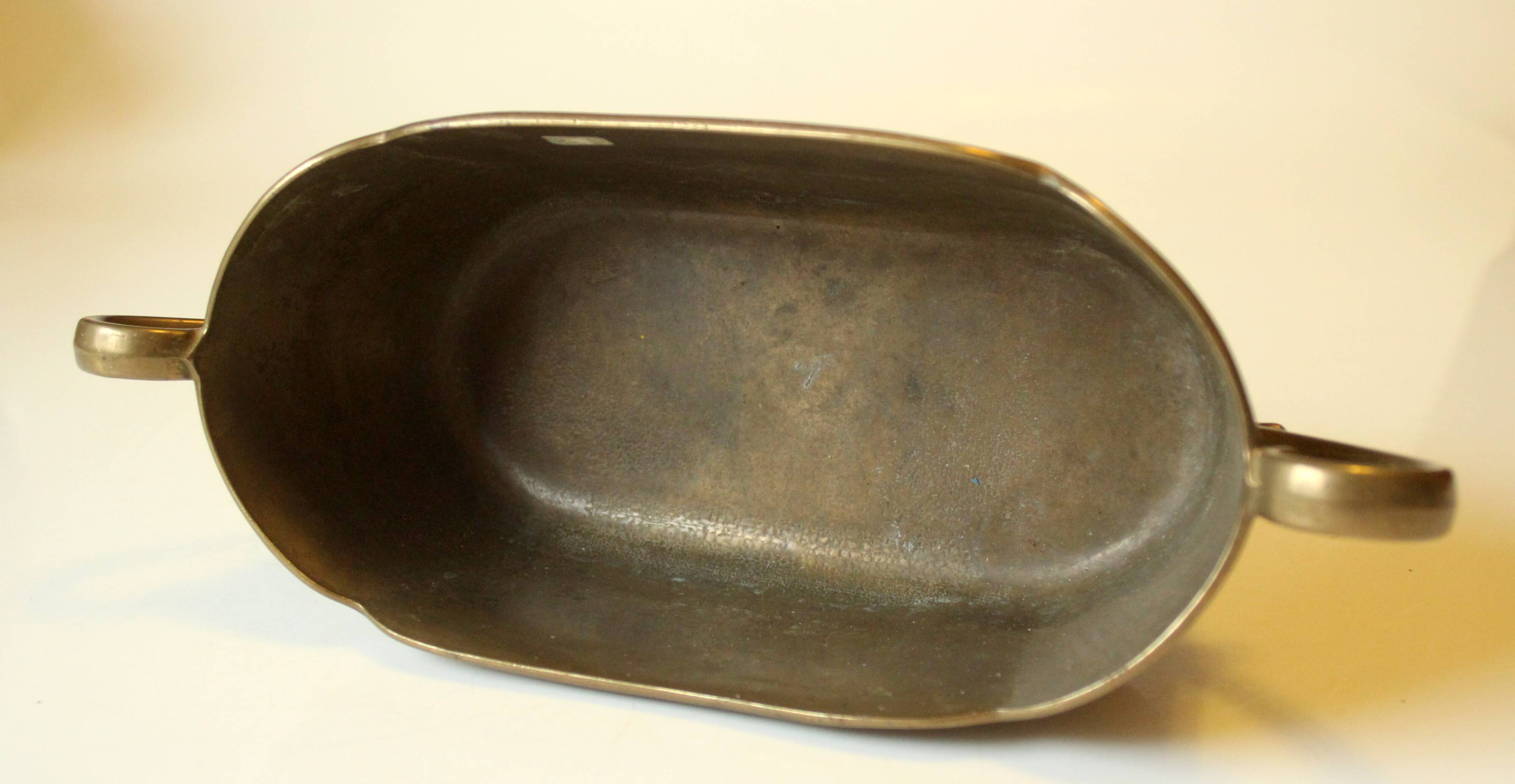 Handmade marked solid brass jardiniere, vintage from the 1960s