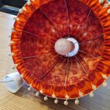 Vintage lampshade pendant lamp in orange and red fabric