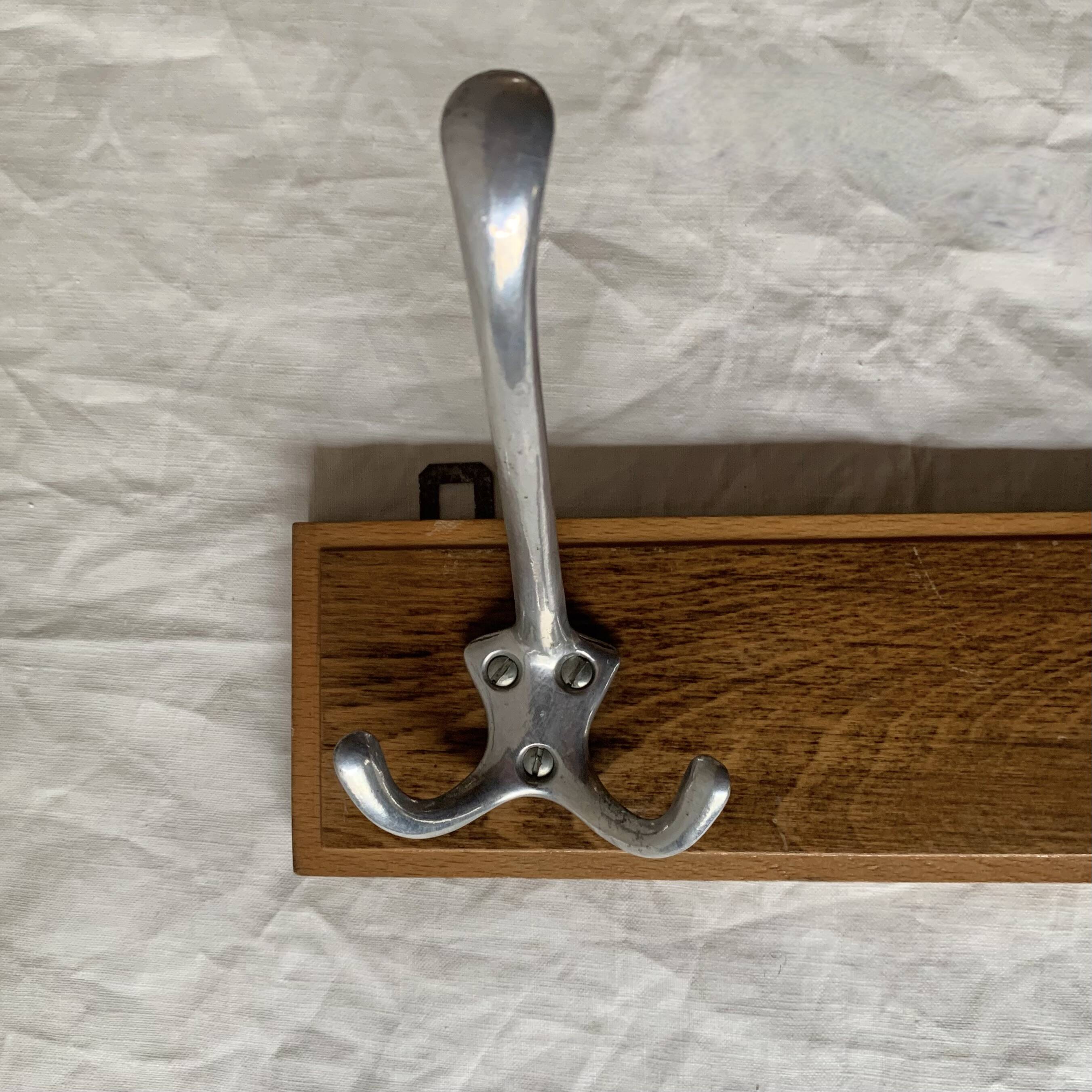 Vintage wooden wall coat rack - 2 hooks