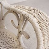 Vintage bamboo, rattan armchair with armrests, 1950s