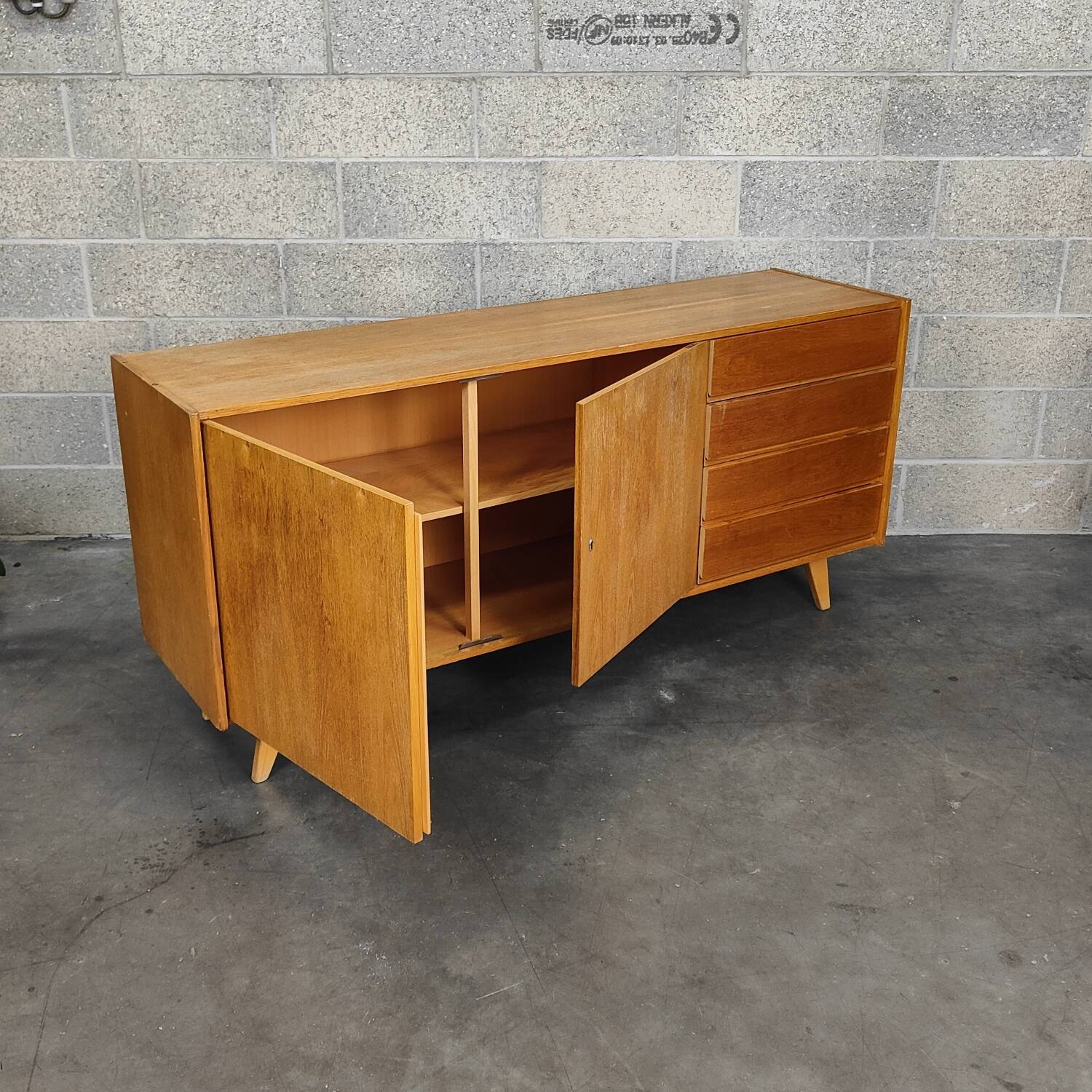 U460 wooden tower sideboard by Jiri Jiroutek for Interier Praha 1960