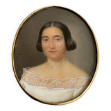 Miniature début XIXe peinte à la main par Bouvier portrait de femme