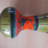 Orange and green ceramic vase