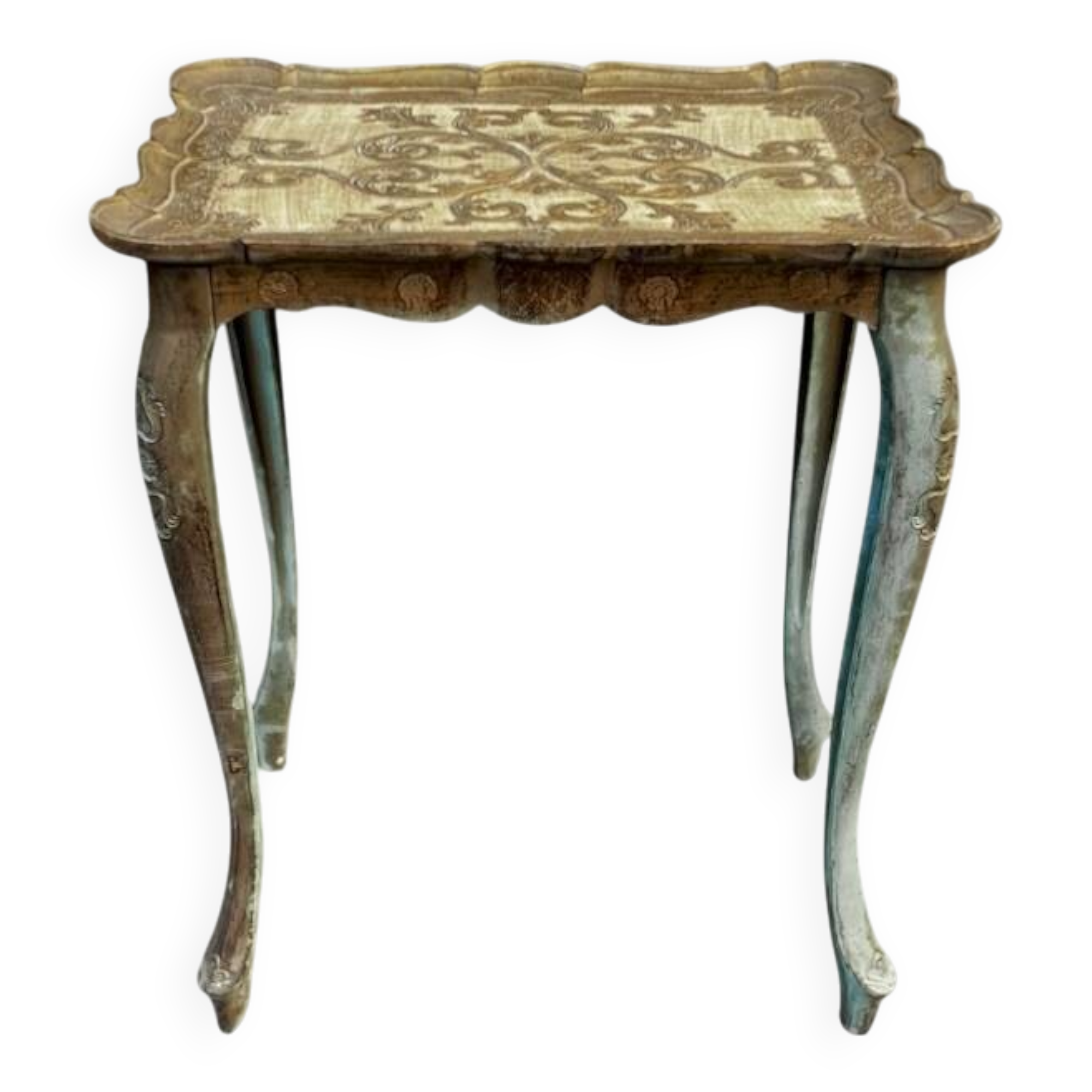 Antique Florentine side table in painted resin – beautiful patina