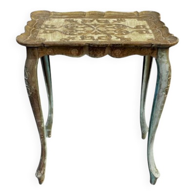 Ancienne table d’appoint florentine en résine peinte – belle patine