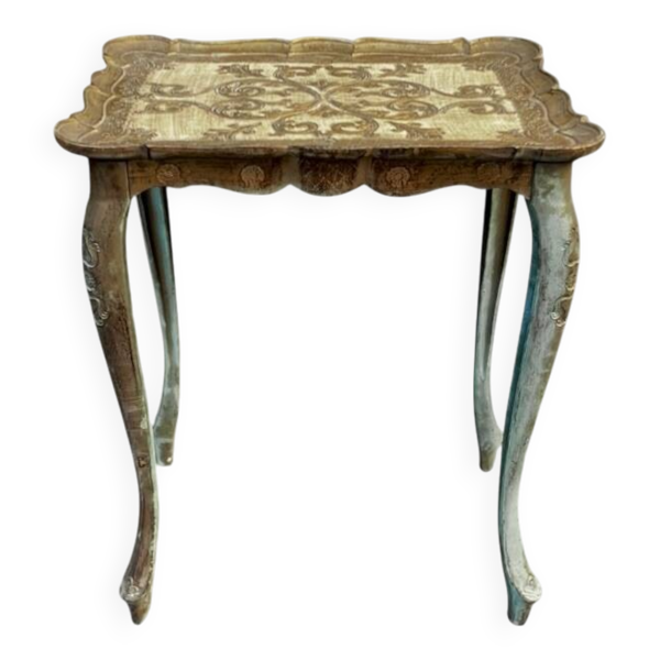 Ancienne table d’appoint florentine en résine peinte – belle patine