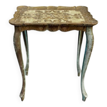 Ancienne table d’appoint florentine en résine peinte – belle patine