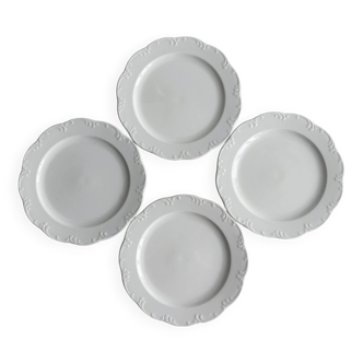 4 Classic Rose white porcelain dessert plates from Rosenthal, Germany.