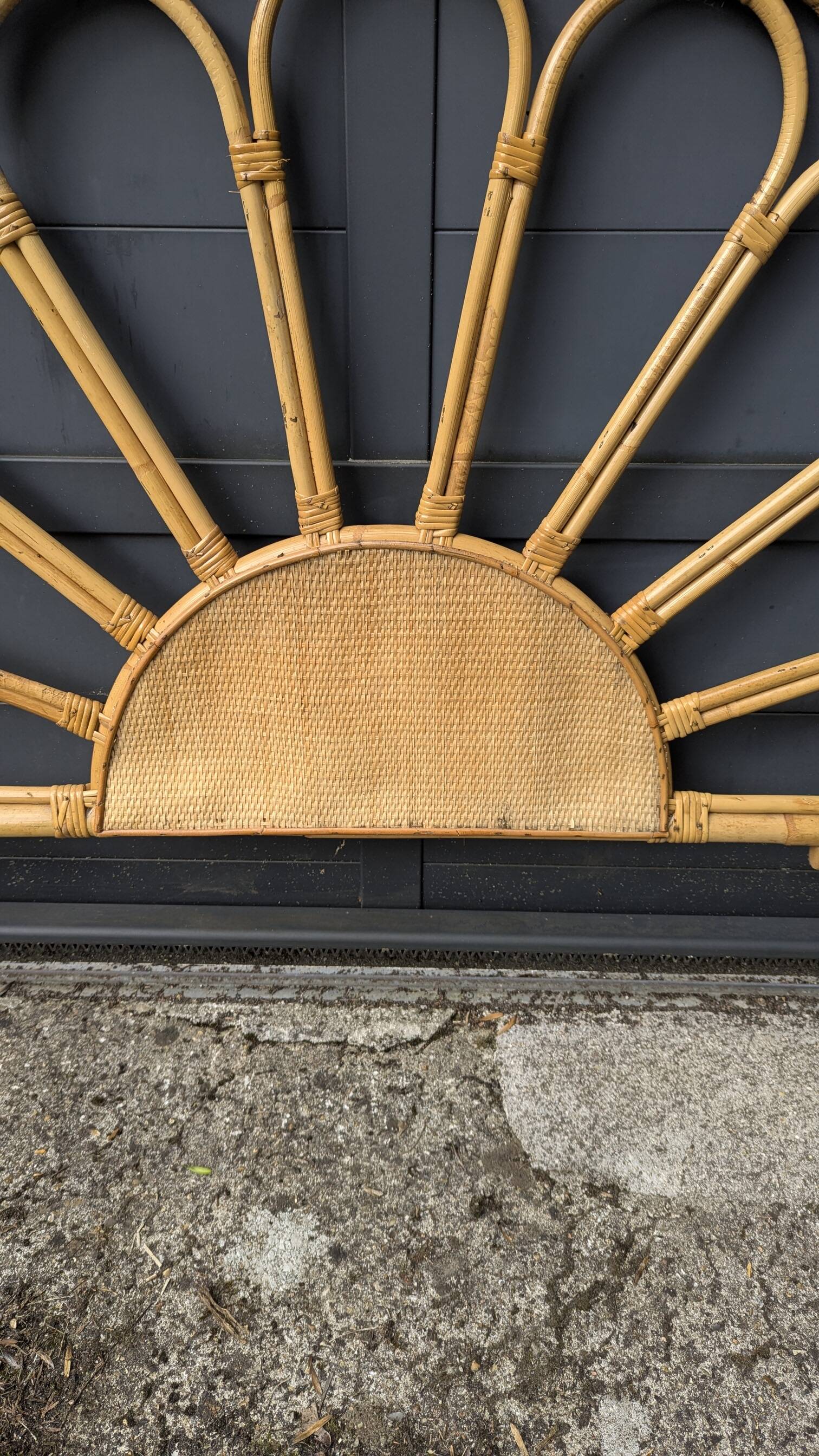 Vintage rattan and wicker headboard "Soleil" – 155 cm