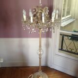 Lampadaire en bronze et cristal