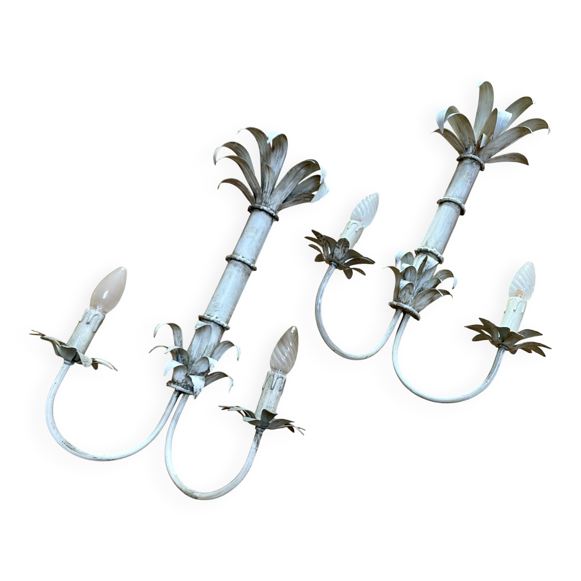 Pair of Vintage Lacquered Sheet Metal Wall Lights -