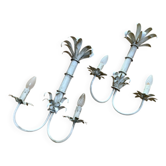Pair of Vintage Lacquered Sheet Metal Wall Lights -