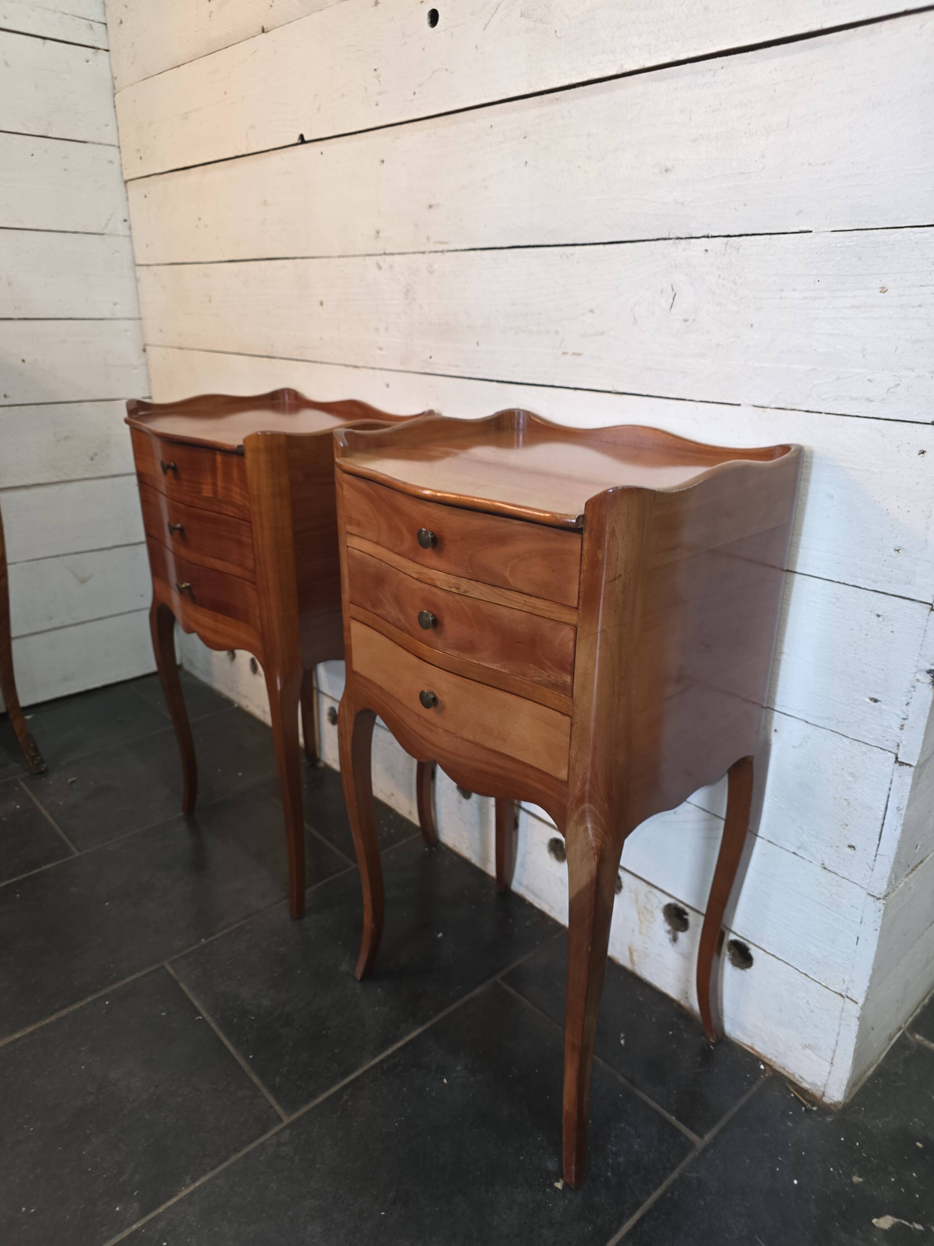 Pair of Louis XV style cherrywood bedside tables