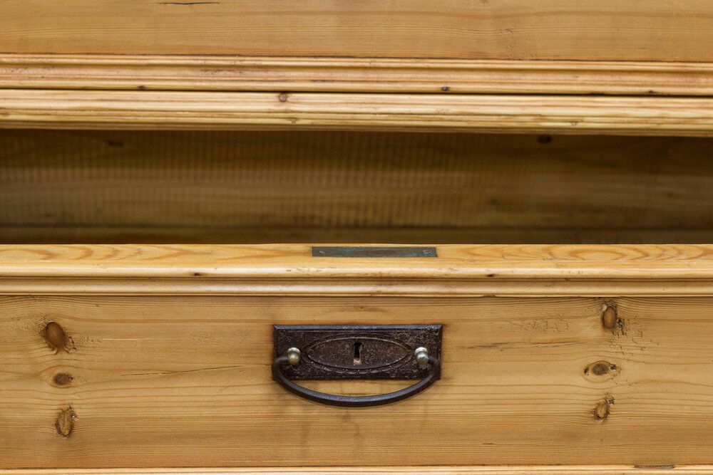 Art nouveau style baltic pine chest of drawers with mirror